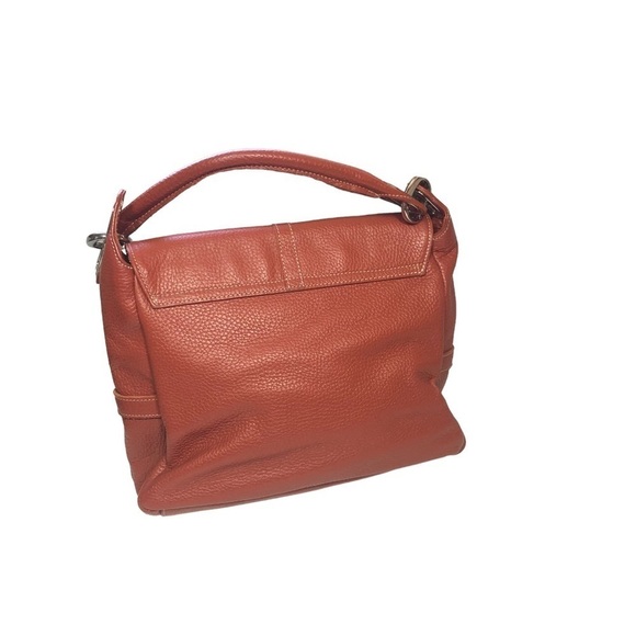 GUIA'S Purse Cognac Pebbled Leather Silver Buckle Italian Messenger Bag Vintage - Picture 2 of 14